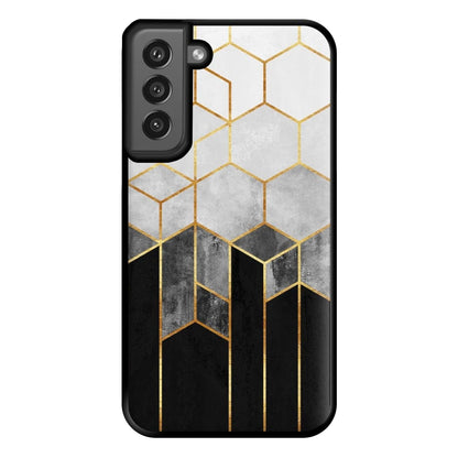 Black White & Gold Honeycomb Pattern Phone Case for Galaxy S21FE