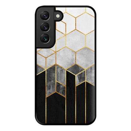 Black White & Gold Honeycomb Pattern Phone Case for Galaxy S22 Plus