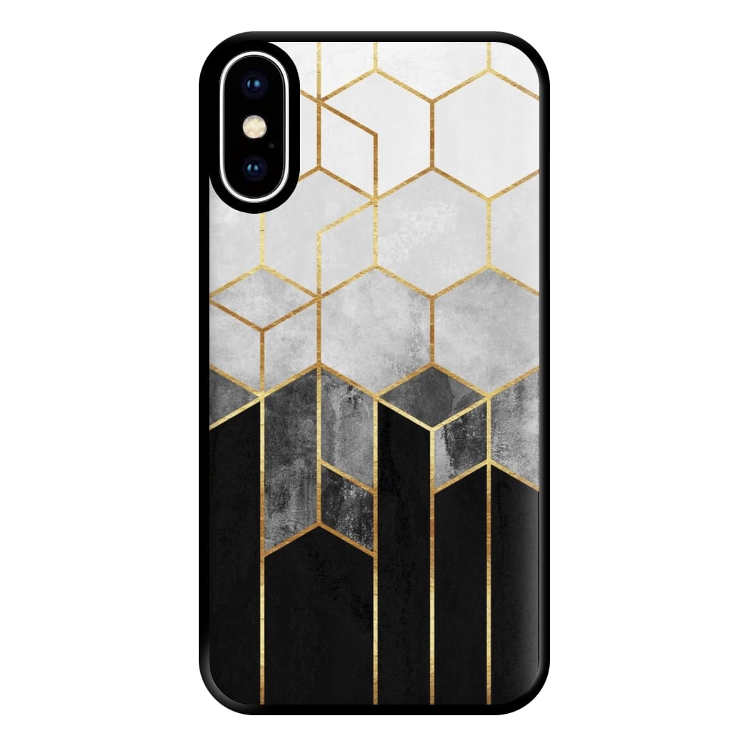 Black White & Gold Honeycomb Pattern Phone Case for iPhone XS Max