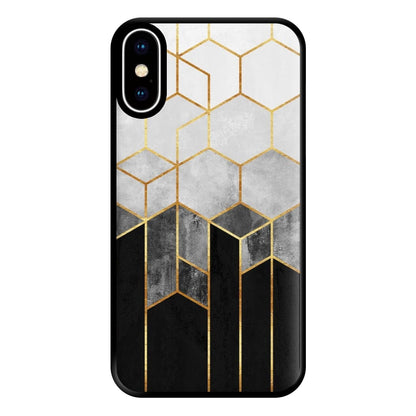 Black White & Gold Honeycomb Pattern Phone Case for iPhone XS Max