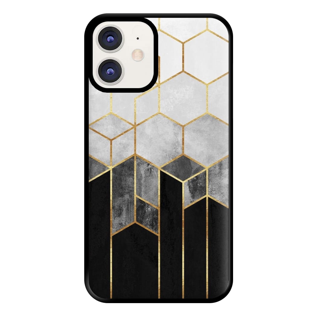 Black White & Gold Honeycomb Pattern Phone Case for iPhone 11