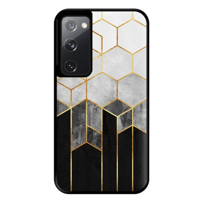 Black White & Gold Honeycomb Pattern Phone Case for Galaxy S20FE