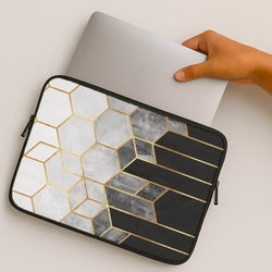 Black White & Gold Honeycomb Pattern MacBook Case
