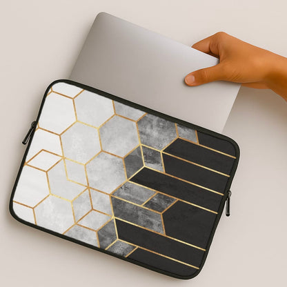 Black White & Gold Honeycomb Pattern MacBook Case