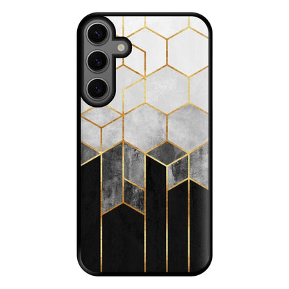 Black White & Gold Honeycomb Pattern Phone Case for Galaxy S23FE