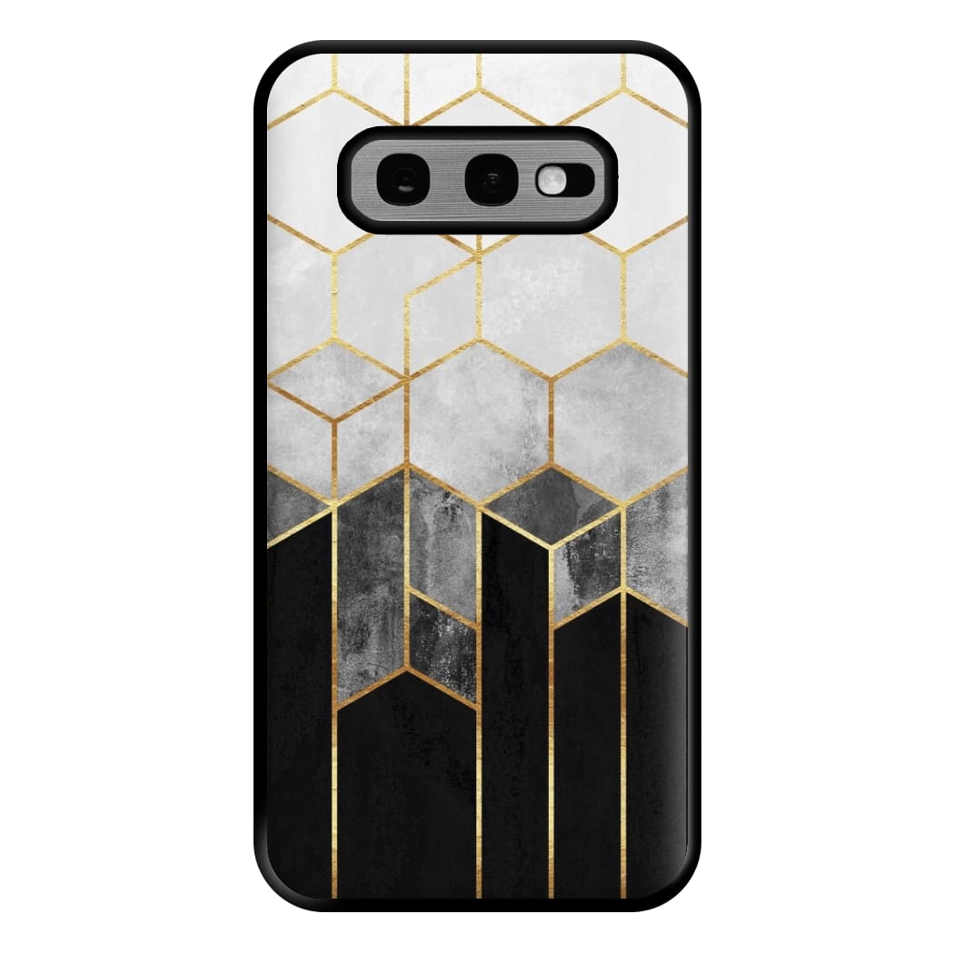 Black White & Gold Honeycomb Pattern Phone Case for Galaxy S10e