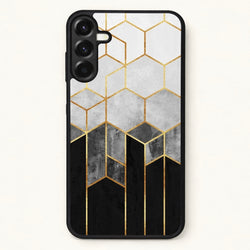 Black White & Gold Honeycomb Pattern Phone Case for Galaxy A57