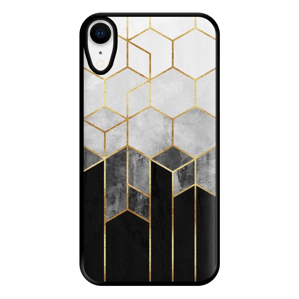 Black White & Gold Honeycomb Pattern Phone Case for iPhone XR