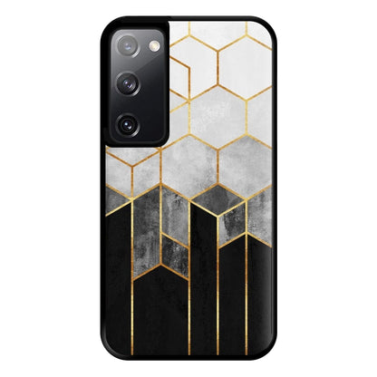 Black White & Gold Honeycomb Pattern Phone Case for Galaxy S20