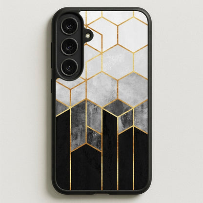 Black White & Gold Honeycomb Pattern Phone Case for Galaxy S25FE