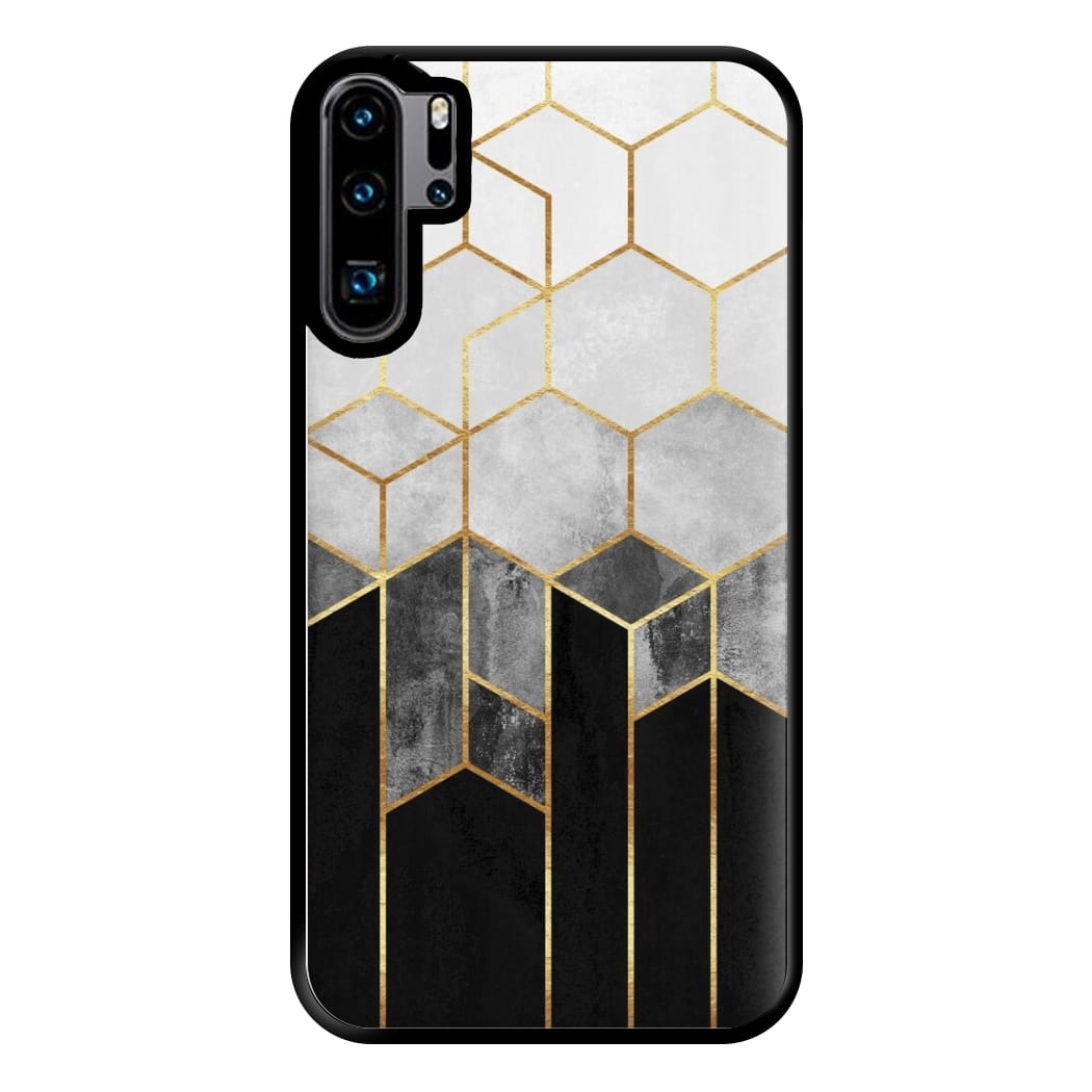 Black White & Gold Honeycomb Pattern Phone Case for Huawei P30 Pro