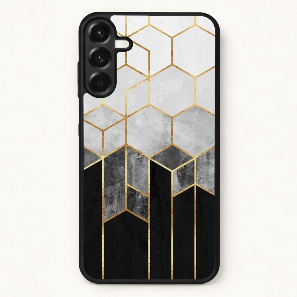 Black White & Gold Honeycomb Pattern Phone Case