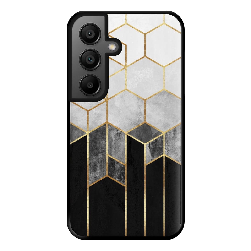 Black White & Gold Honeycomb Pattern Phone Case for Google Pixel 8