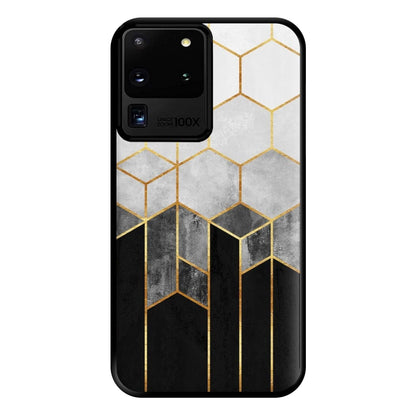 Black White & Gold Honeycomb Pattern Phone Case for Galaxy S20 Ultra