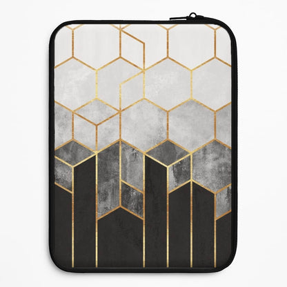 Black White & Gold Honeycomb Pattern Universal Laptop Sleeve