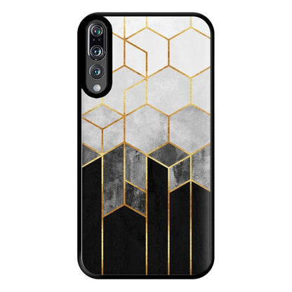 Black White & Gold Honeycomb Pattern Phone Case for Huawei P20 Pro