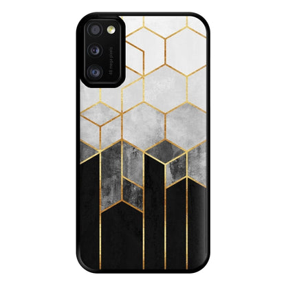 Black White & Gold Honeycomb Pattern Phone Case for Galaxy A41