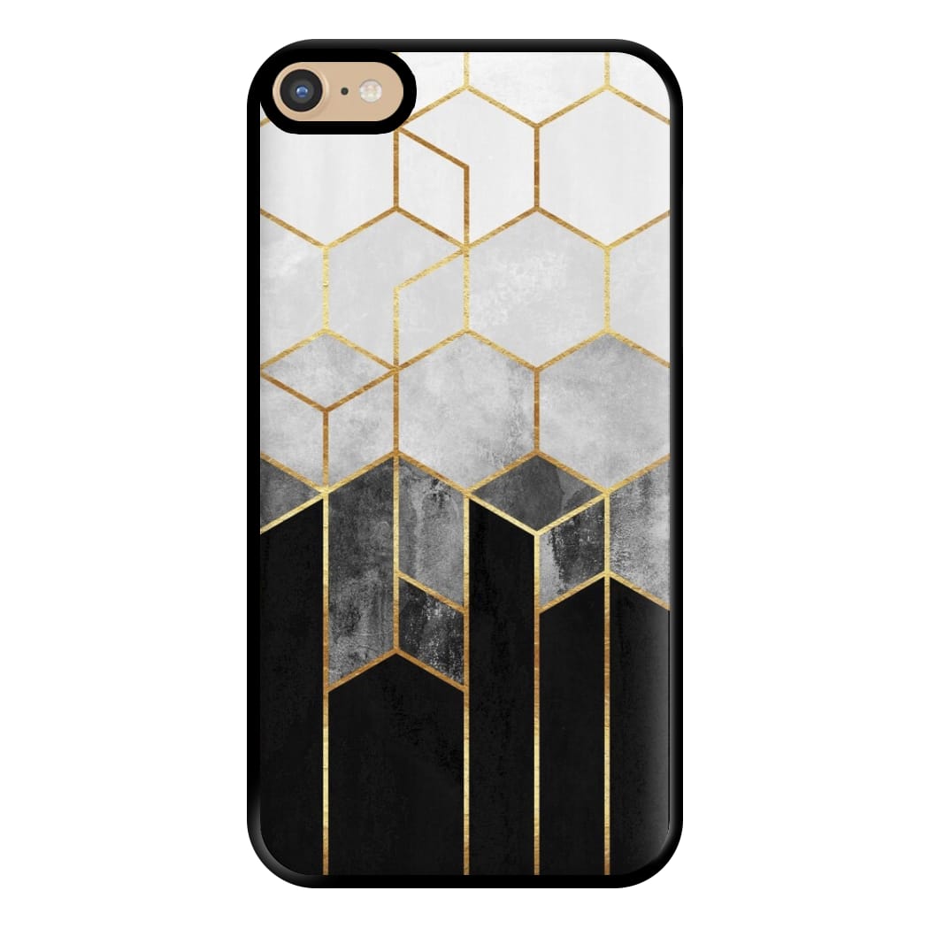 Black White & Gold Honeycomb Pattern Phone Case for iPhone 6 Plus / 7 Plus / 8 Plus