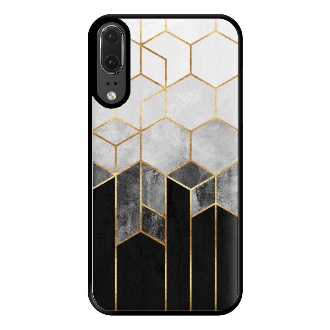 Black White & Gold Honeycomb Pattern Phone Case for Huawei P20