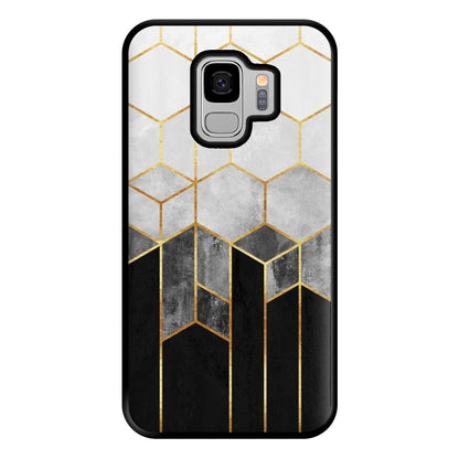 Black White & Gold Honeycomb Pattern Phone Case for Galaxy S9 Plus