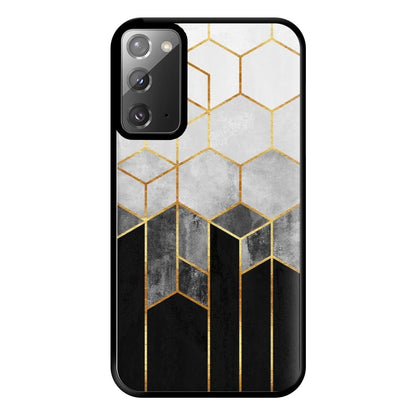 Black White & Gold Honeycomb Pattern Phone Case for Galaxy Note 20 Ultra