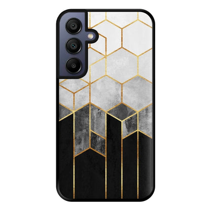 Black White & Gold Honeycomb Pattern Phone Case for Galaxy A15