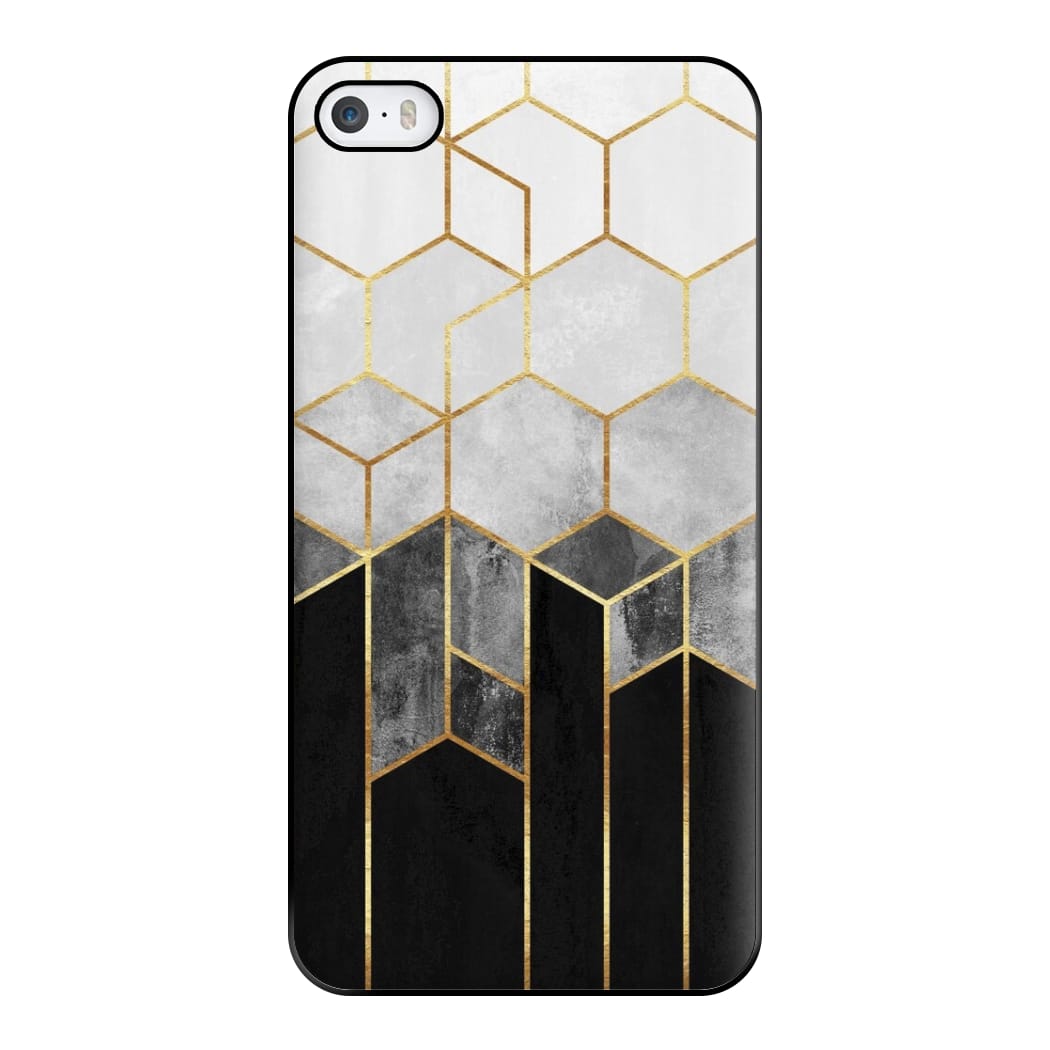 Black White & Gold Honeycomb Pattern Phone Case for iPhone 5 / 5s / SE 2016