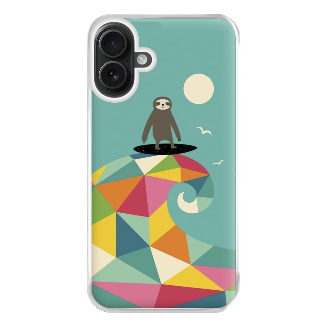 Surfing Sloth Phone Case for iPhone 16 Plus