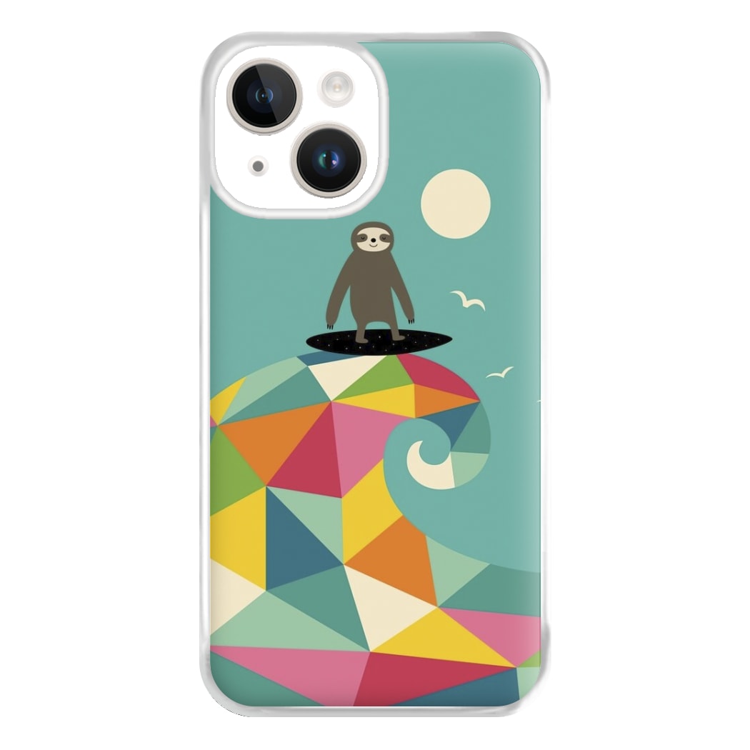 Surfing Sloth Phone Case for iPhone 14