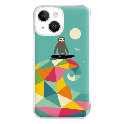 Surfing Sloth Phone Case for iPhone 14