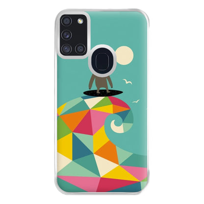 Surfing Sloth Phone Case for Galaxy A21s