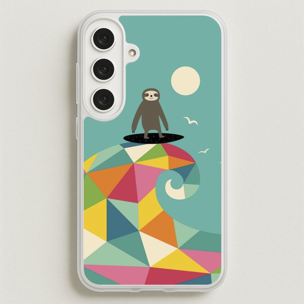 Surfing Sloth Phone Case for Galaxy S25FE