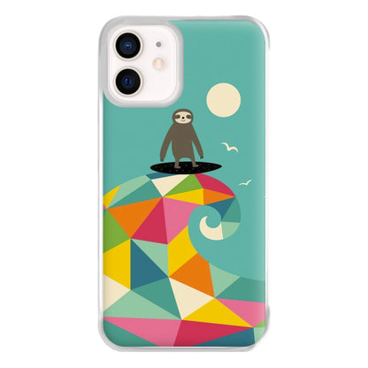 Surfing Sloth Phone Case for iPhone 13 Mini