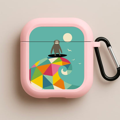 Surfing Sloth Pink AirPods Case