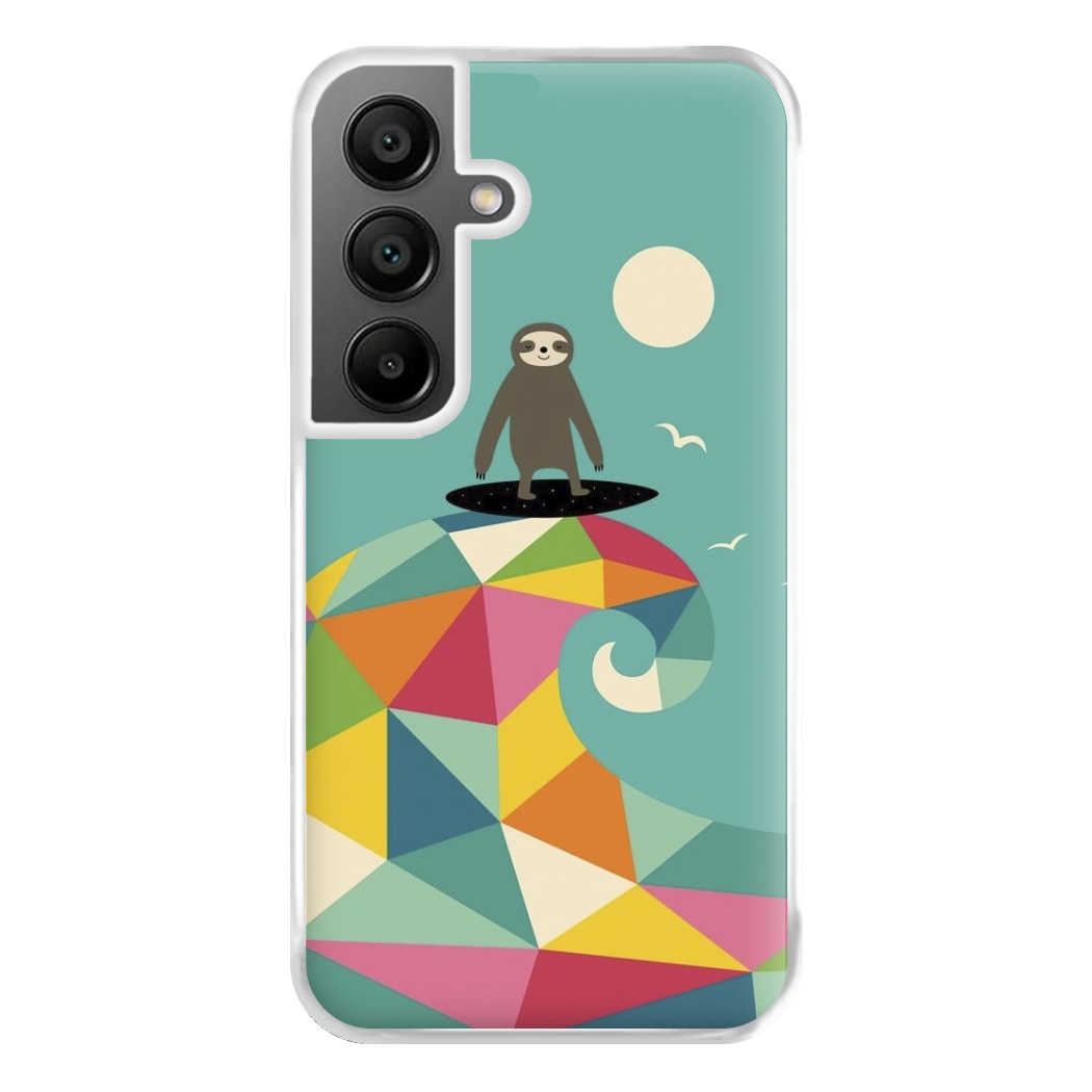 Surfing Sloth Phone Case for Galaxy A55