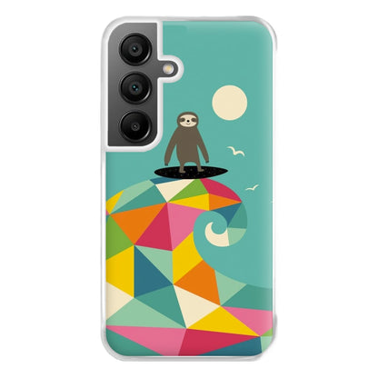 Surfing Sloth Phone Case for Galaxy A55