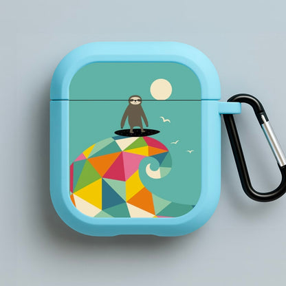 Surfing Sloth Blue AirPods Case