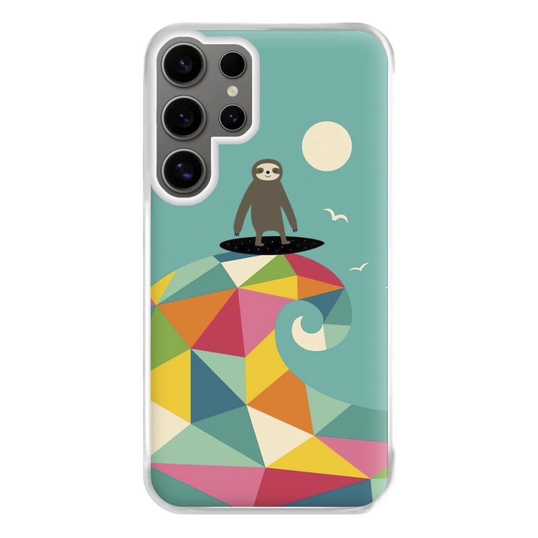 Surfing Sloth Phone Case for Galaxy S24 Ultra