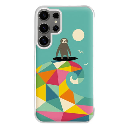 Surfing Sloth Phone Case for Galaxy S24 Ultra