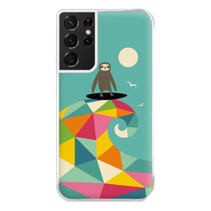 Surfing Sloth Phone Case for Galaxy S21 Ultra