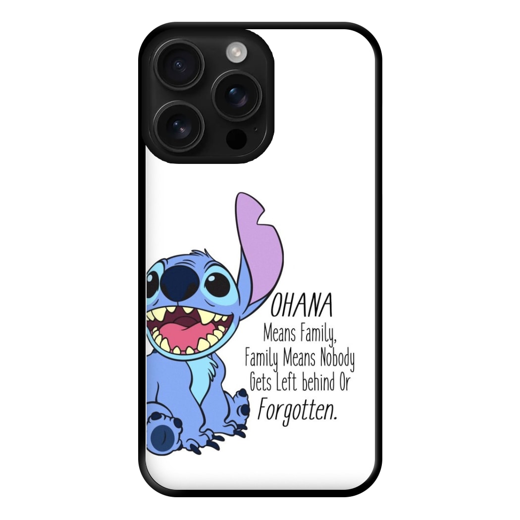 Ohana Means Family - Blue Alien Phone Case for iPhone 16 Pro Max