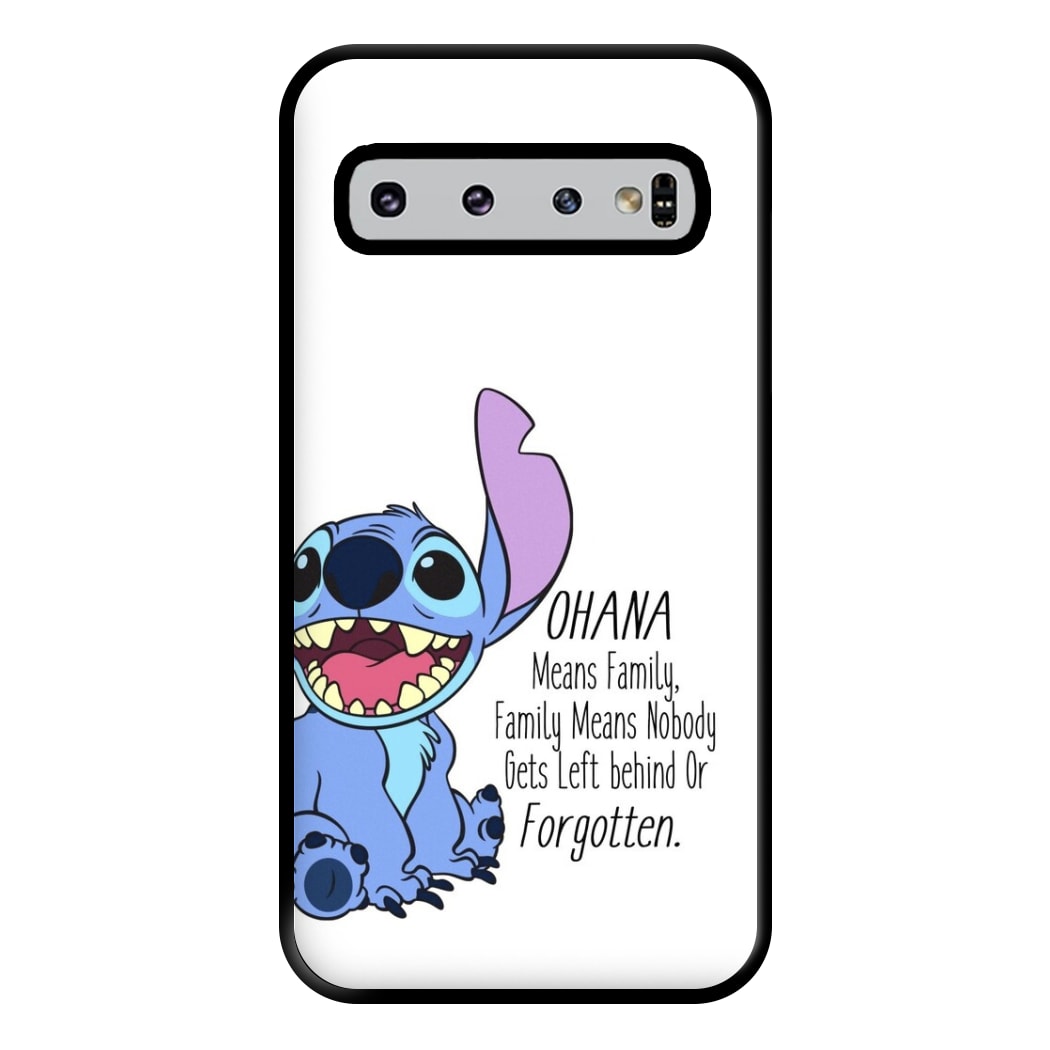 Ohana Means Family - Blue Alien Phone Case for Galaxy S10 Plus