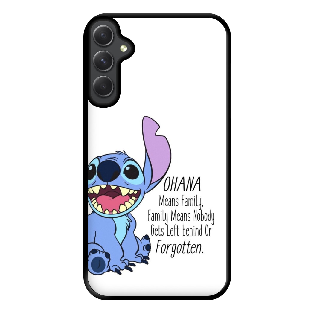 Ohana Means Family - Blue Alien Phone Case for Galaxy A14