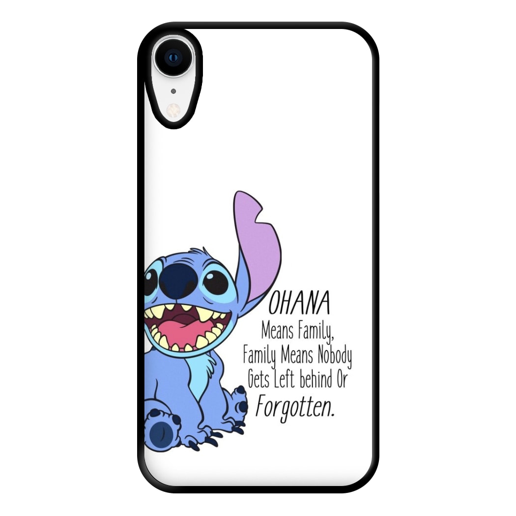 Ohana Means Family - Blue Alien Phone Case for iPhone XR