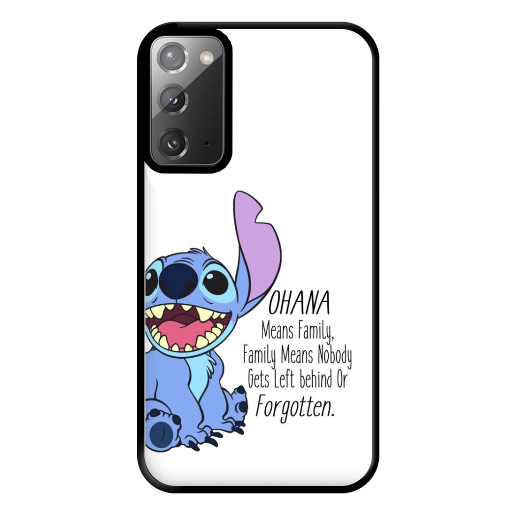 Ohana Means Family - Blue Alien Phone Case for Galaxy Note 20 Ultra