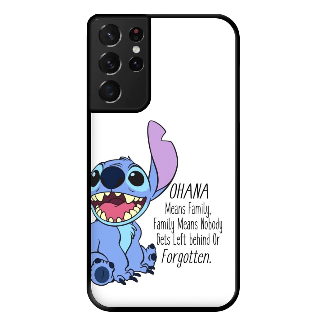 Ohana Means Family - Blue Alien Phone Case for Galaxy S21 Ultra