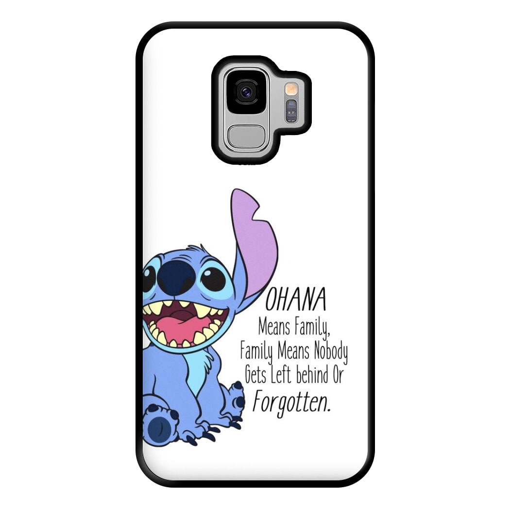 Ohana Means Family - Blue Alien Phone Case for Galaxy S9 Plus