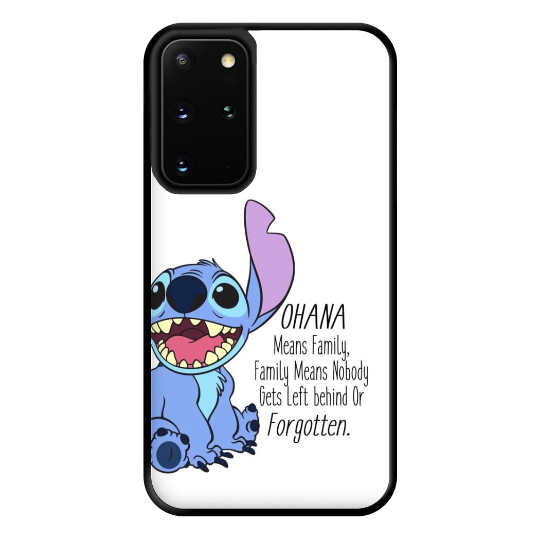 Ohana Means Family - Blue Alien Phone Case for Galaxy S20 Plus