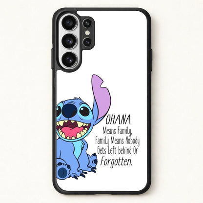 Ohana Means Family - Blue Alien Phone Case for Galaxy S26 Ultra
