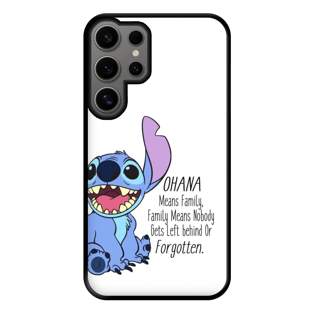 Ohana Means Family - Blue Alien Phone Case for Galaxy S24 Ultra